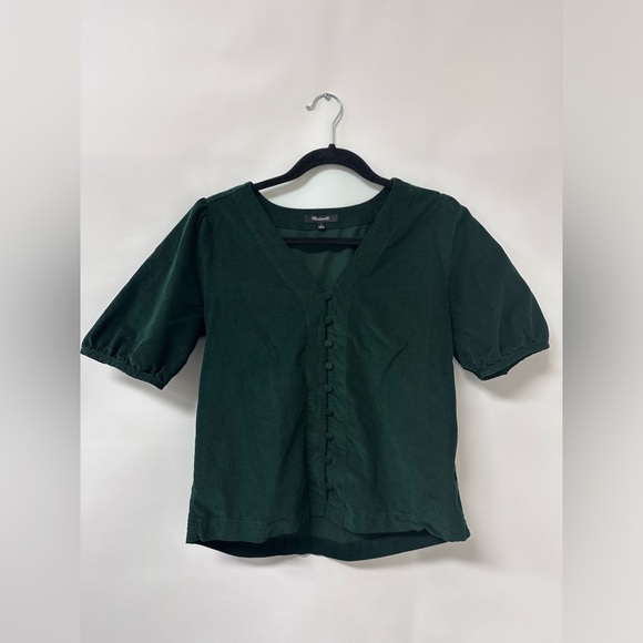 Woman’s Madewell Size‎ Small Corduroy Puff Sleeve Button Front Top. 0016 - Picture 1 of 7